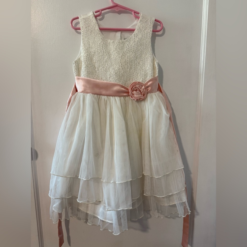 Jona Michelle Cream and Pink Formal Dress
